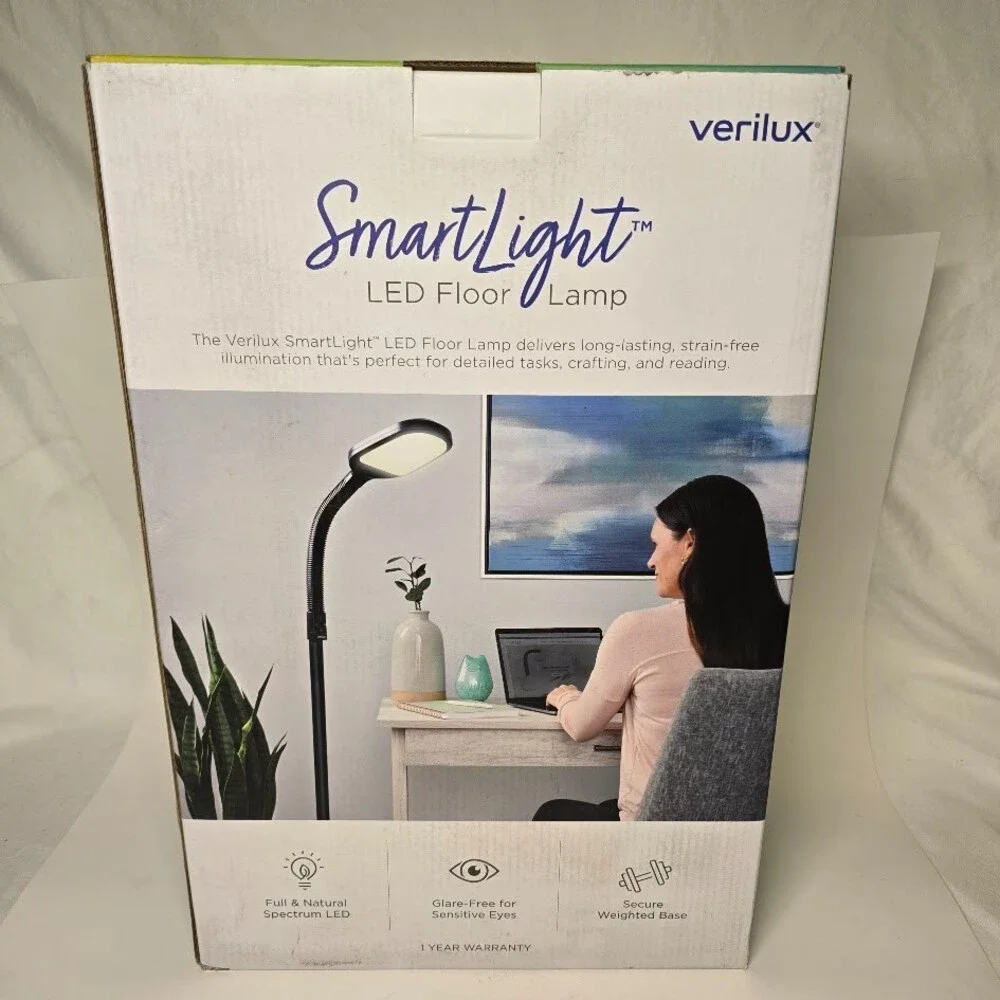 Verilux SmartLight Full Spectrum LED Modern Floor Lamp with Adjustable Brightnes
